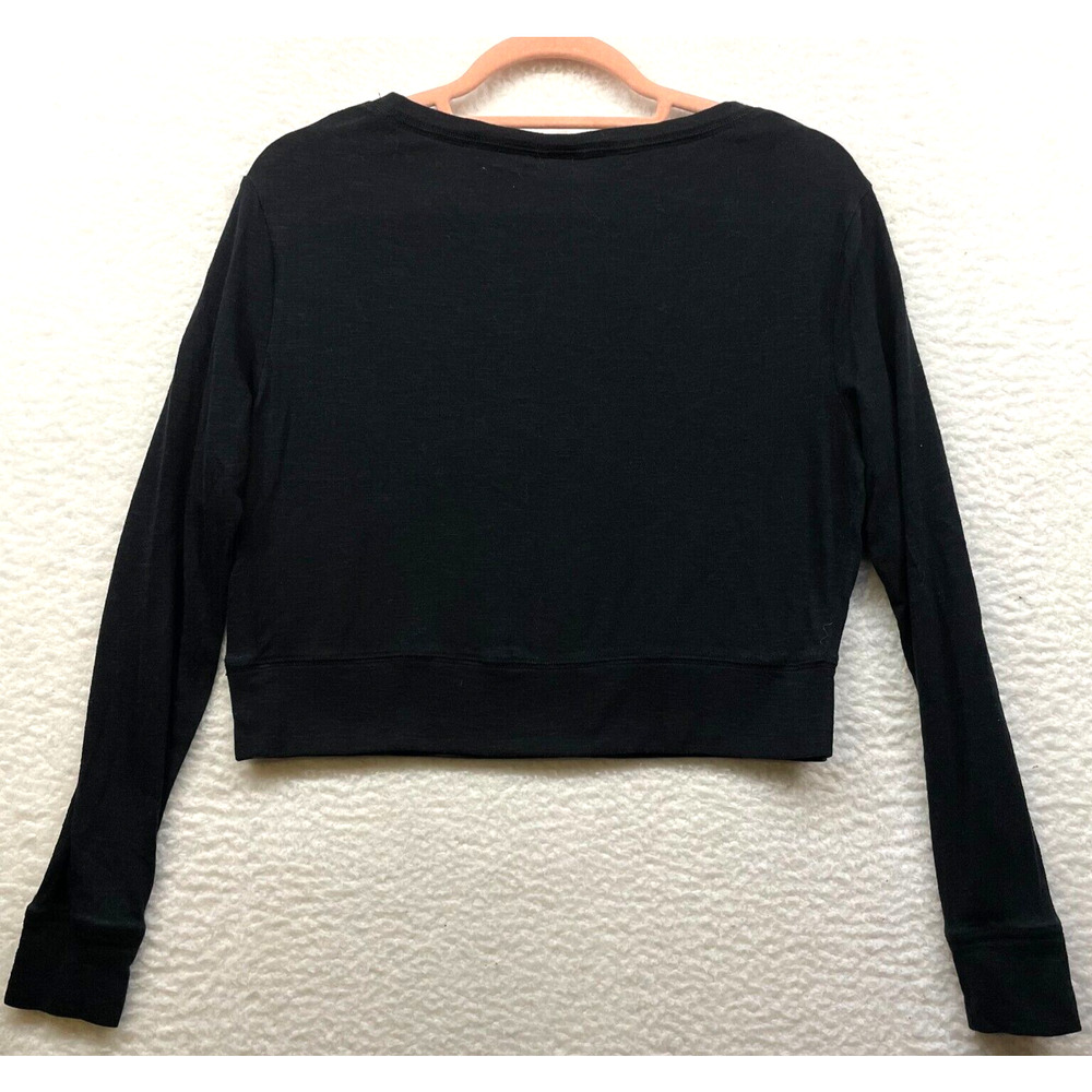 Victorias Secret Pink Shirt Womens XS Black Crop Pullover Long Sleeve Tee Dog - Picture 2 of 7